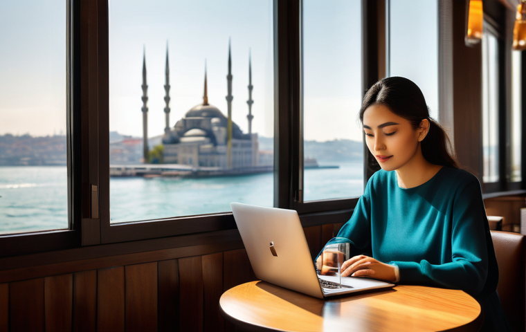 튀르키예의 현대적 관광 산업 - Image Prompt 1: Digital Nomad Life in Istanbul** 튀르키예의 현대적 관광 산업 - Image Prompt 1: Digital Nomad Life in Istanbul**
