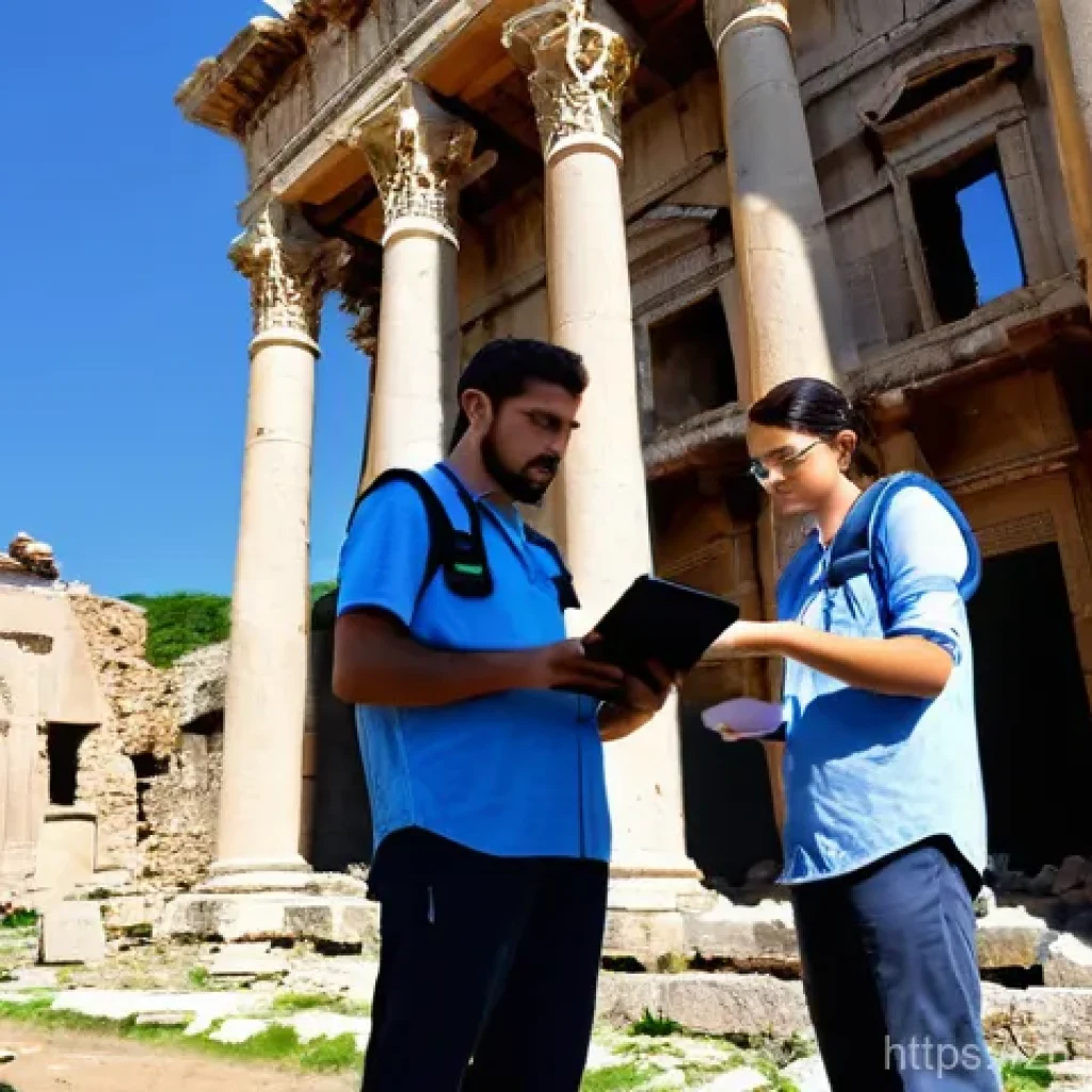 튀르키예 문화재 복원 프로젝트 - **Prompt 1: Digital Preservation at an Ancient Turkish Site**
"A team of expert archaeologists a...