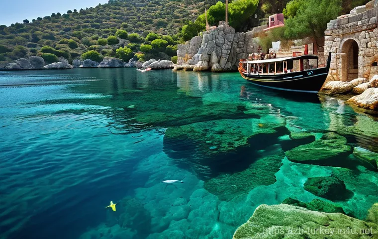 튀르키예 독특한 해양 관련 풍경 - **A serene underwater exploration of Turkey's "Blue Hole" near Kaputaş Beach.** Sunlight pierces thr... 튀르키예 독특한 해양 관련 풍경 - **A serene underwater exploration of Turkey's "Blue Hole" near Kaputaş Beach.** Sunlight pierces thr...