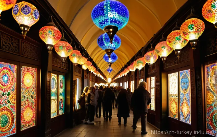 이스탄불 그랜드 바자 쇼핑 꿀팁 - **Prompt for Turkish Lamps:**
    "A vibrant and bustling aisle within the historic Grand Bazaar in ...