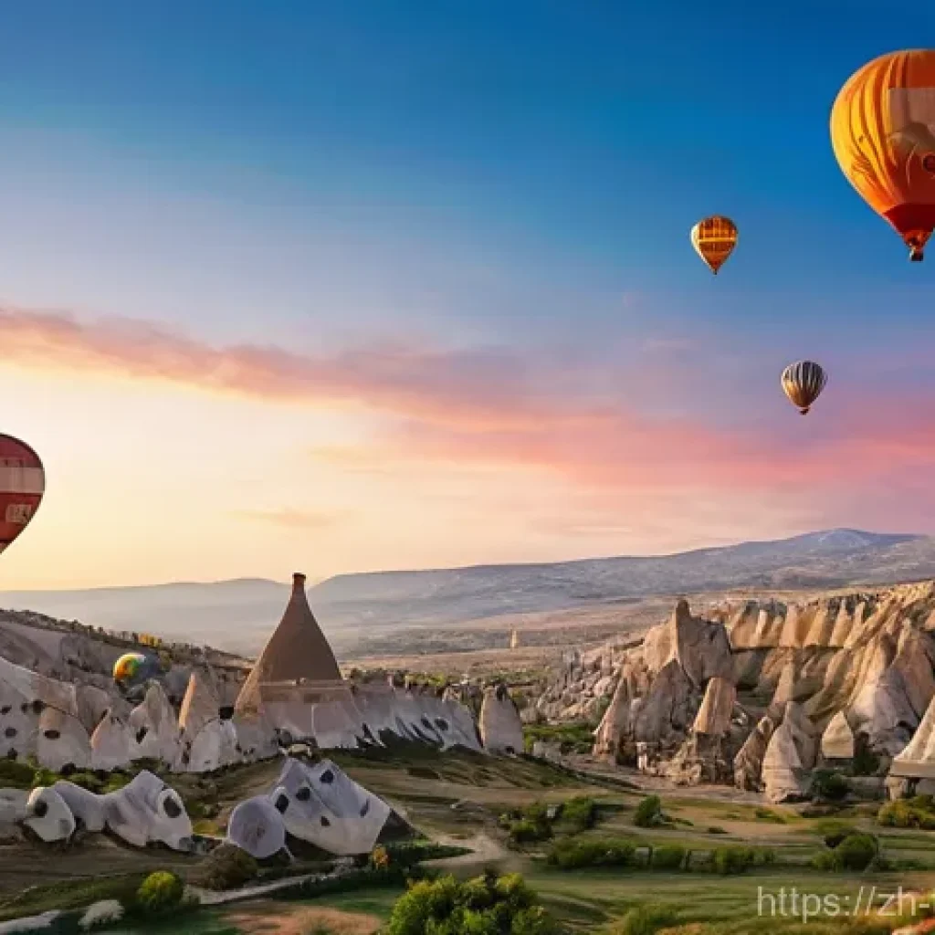 튀르키예 인기 사진 촬영지 - **Cappadocia Hot Air Balloon Sunrise:**
A breathtaking wide-angle shot of hundreds of colorful h...