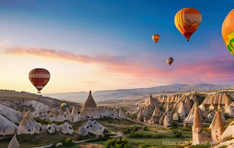 튀르키예 인기 사진 촬영지 - **Cappadocia Hot Air Balloon Sunrise:**
    A breathtaking wide-angle shot of hundreds of colorful h...