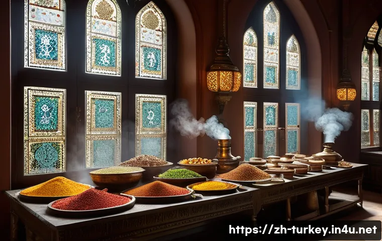 튀르키예의 역사적 요리책 - **Ottoman Palace Master Chef's Creation:** A richly detailed image capturing an ornate, grand Ottoma...