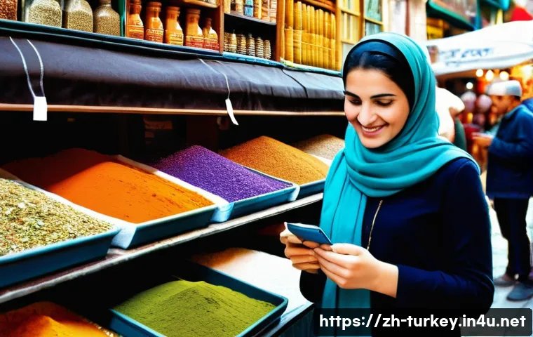 튀르키예 독특한 경제 관련 뉴스 - **Prompt:** A bustling Turkish bazaar scene. A young adult woman with a friendly smile shops for spi...
