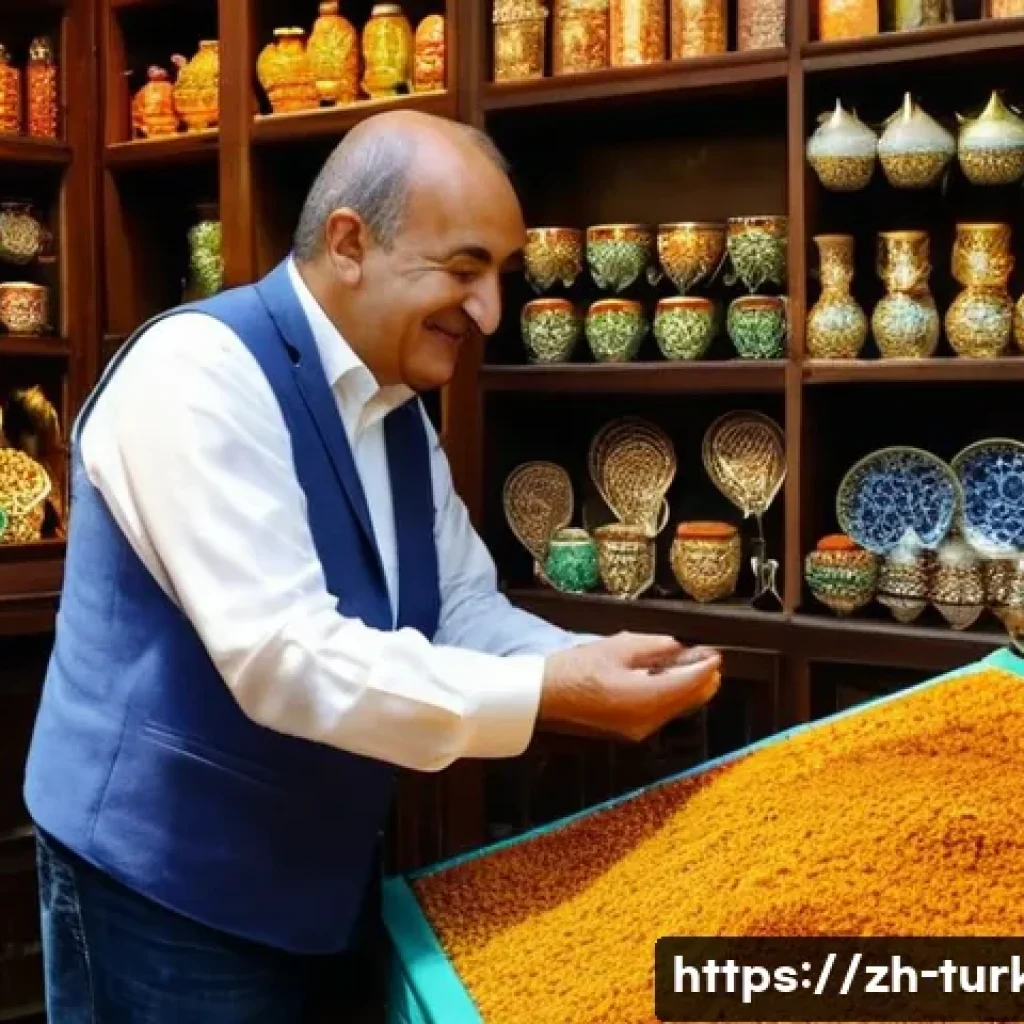 튀르키예 전통 시장 흥정 요령 - **Prompt:** A bustling traditional Turkish bazaar scene with warm, inviting lighting. A friendly, mi...