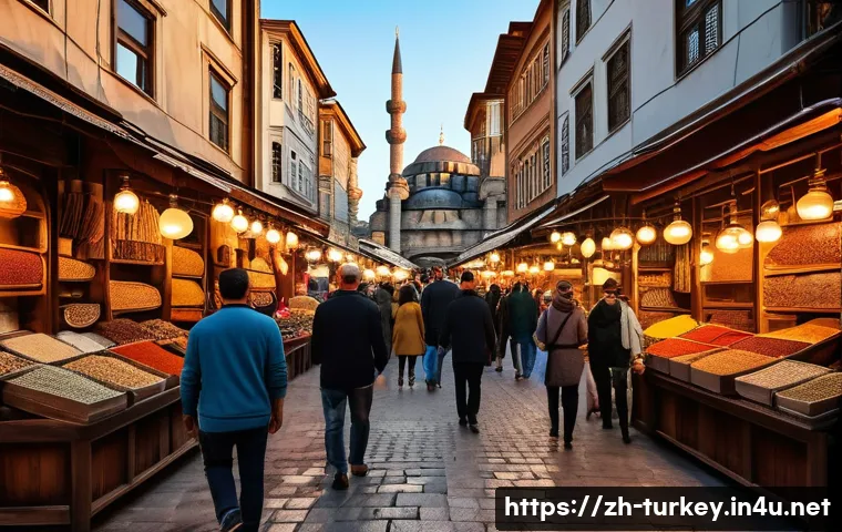 튀르키예의 영화 제작 과정 - A vibrant street scene in Istanbul blending traditional and modern elements: bustling historic marke...