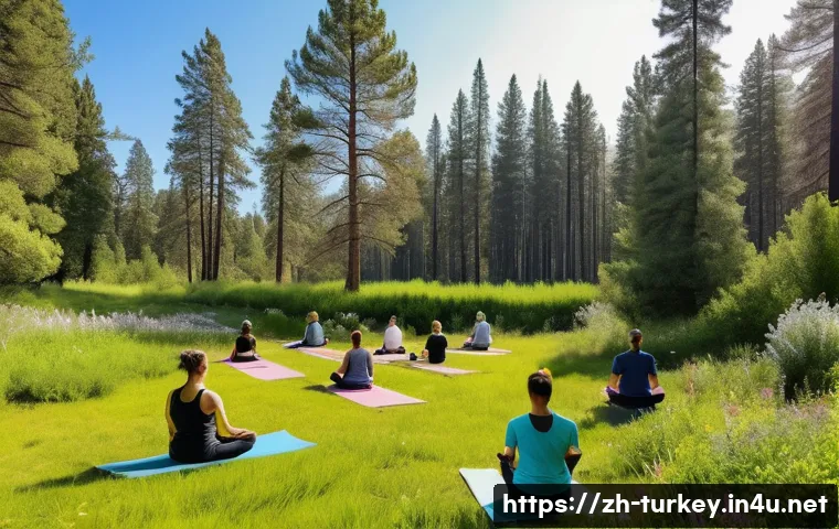 튀르키예 주요 힐링 여행지 - A serene scene at Gelidere Nature Park in springtime, featuring lush green pine trees and gentle flo...