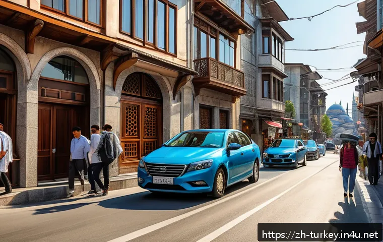 튀르키예 도시별 자동차 렌트 가이드 - A vibrant street scene in Istanbul blending historic architecture and modern city life: detailed vie...