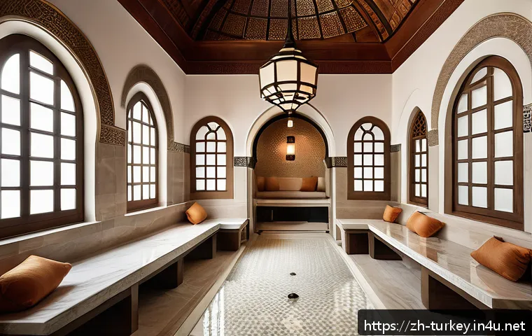 튀르키예 터키탕 하맘  체험 후기 - An elegant traditional Turkish hammam interior showcasing classic Ottoman architecture with grand ma...